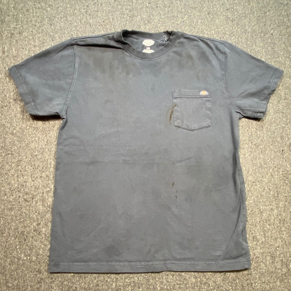 Dickies Pocket TShirt Sz L Mens Navy Blue Workwear Skater Grunge Heavyweight Tee